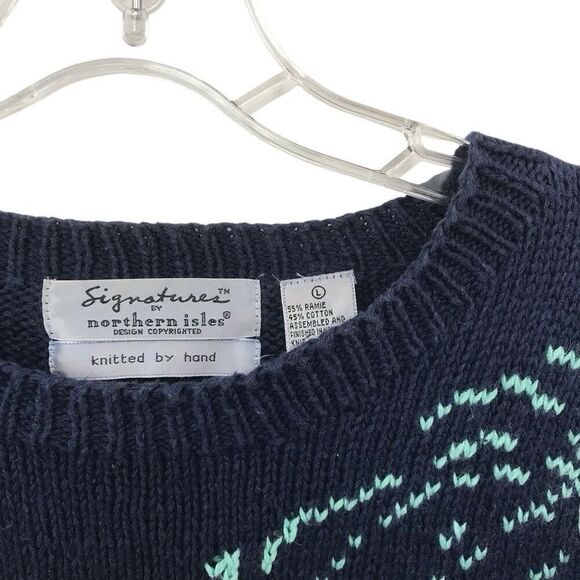 Signatures Northern Isles Hand Knit USA 4th Americana Sweater Vintage Womens L - Picture 3 of 4